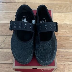 Vans Mary Jane Creeper, Black Textured Strap Sneakers, women size 7.5